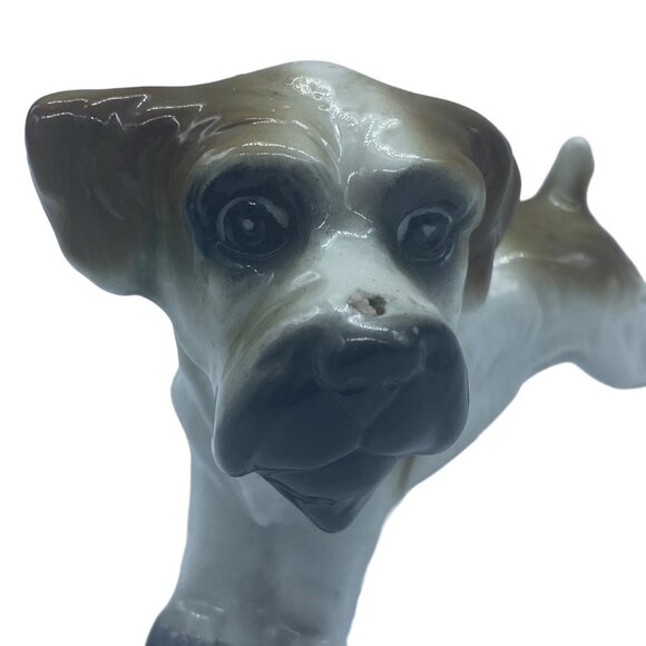 Vtg Porcelain Terrior Dog Figurine Hand Painted Made in Germany Signed FLAW - Picture 2 of 7
